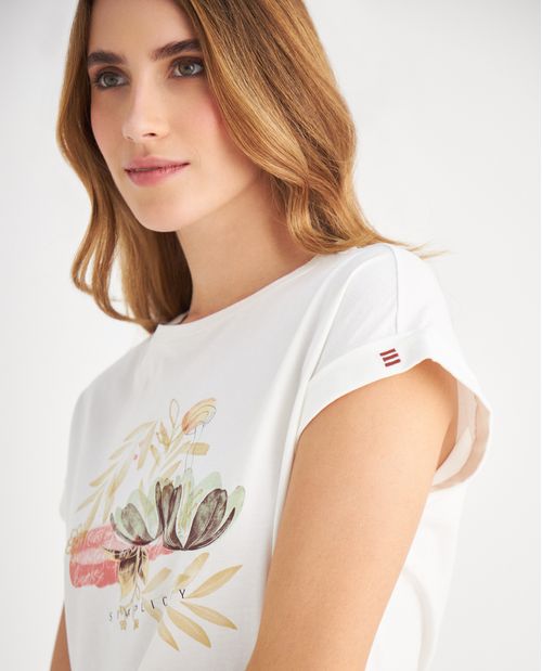 Camiseta estampada en frente para mujer
