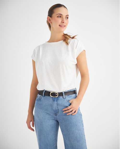 Camiseta con detalle recogido en hombro para mujer