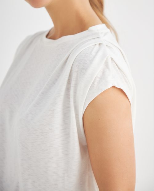 Camiseta con detalle recogido en hombro para mujer