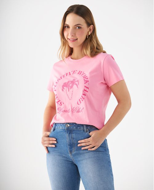 Camiseta básica estampada en frente para mujer