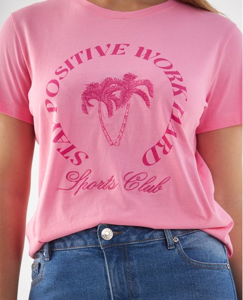 Camiseta básica estampada en frente para mujer