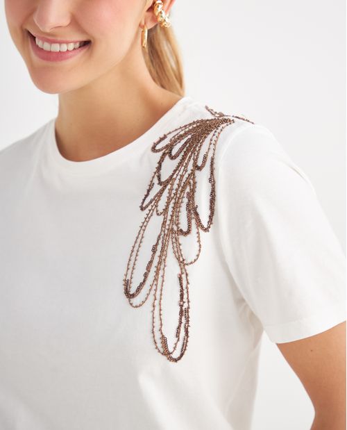 Camiseta con apliques decorativos para mujer