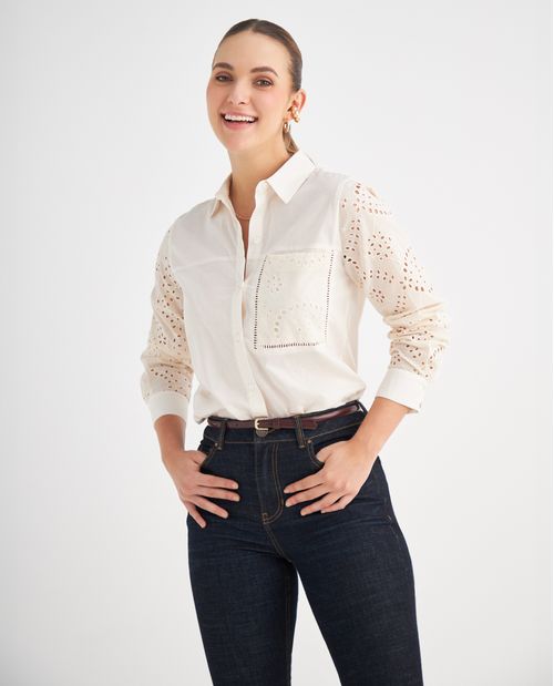 Camisa de diseño abierto para mujer