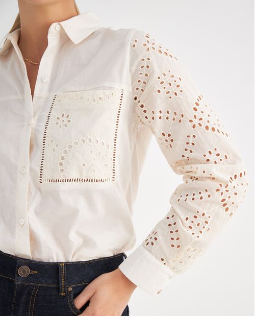 Camisa de diseño abierto para mujer