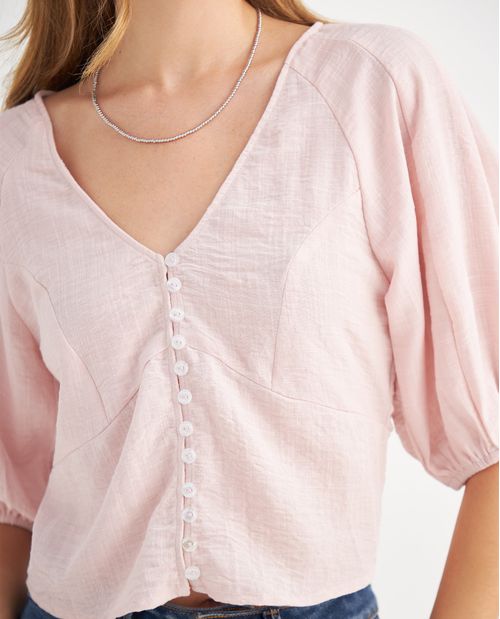 Camisa con cuello en V para mujer