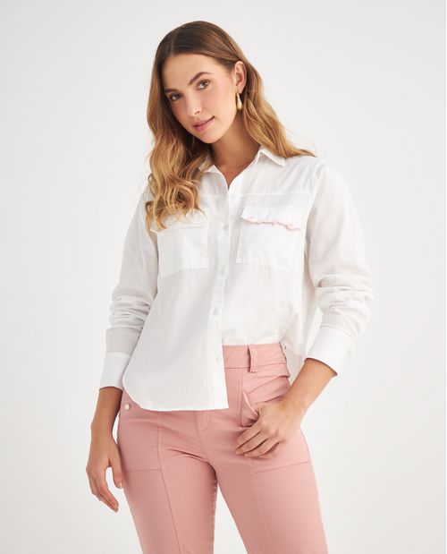 Camisa con bolsillos en frente para mujer