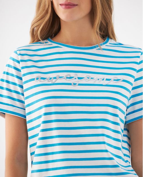 Camiseta con detalles bordados para mujer