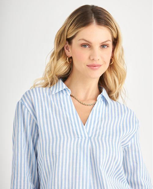 Camisa preteñida a rayas para mujer
