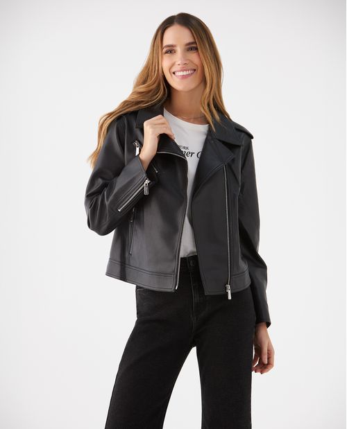 Chaqueta urbana tipo cuero para mujer