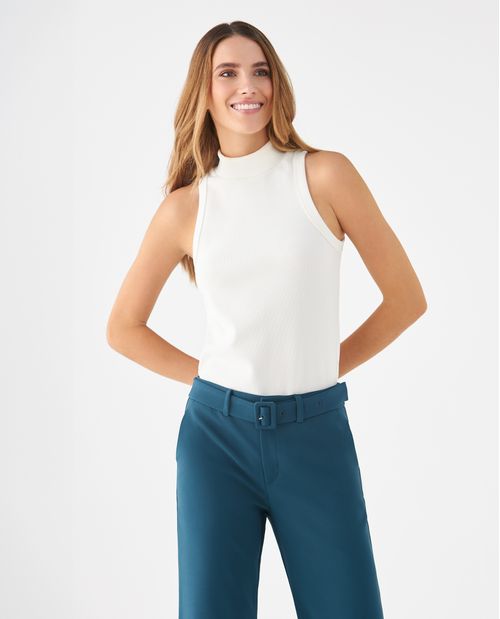 Camiseta en rib elástico para mujer