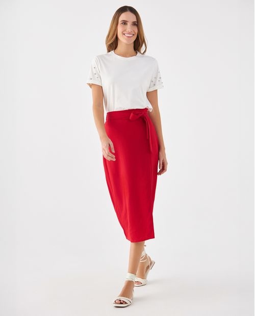 Falda con lazo ajustable en cintura para mujer