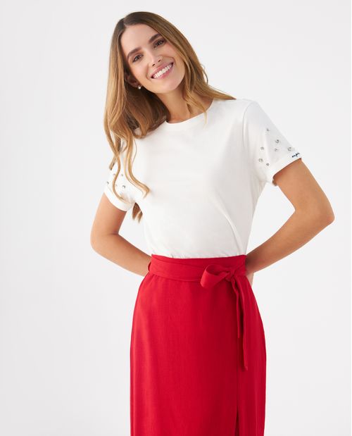 Camiseta con apliques brillantes para mujer