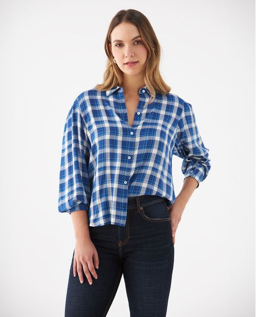 Camisa con diseño a cuadros para mujer
