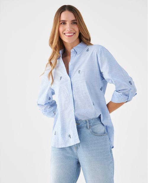 Camisa con mini prints bordados para mujer