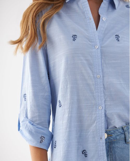 Camisa con mini prints bordados para mujer