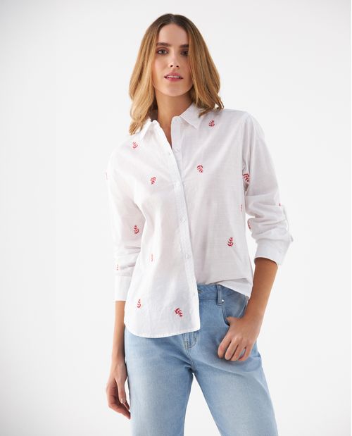 Camisa con mini prints bordados para mujer