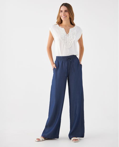 Jean Wide Leg con pretina elástica para mujer