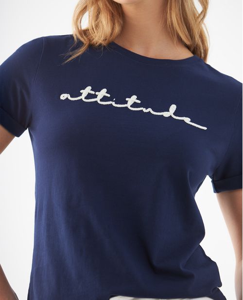 Camiseta con bordado en frente para mujer