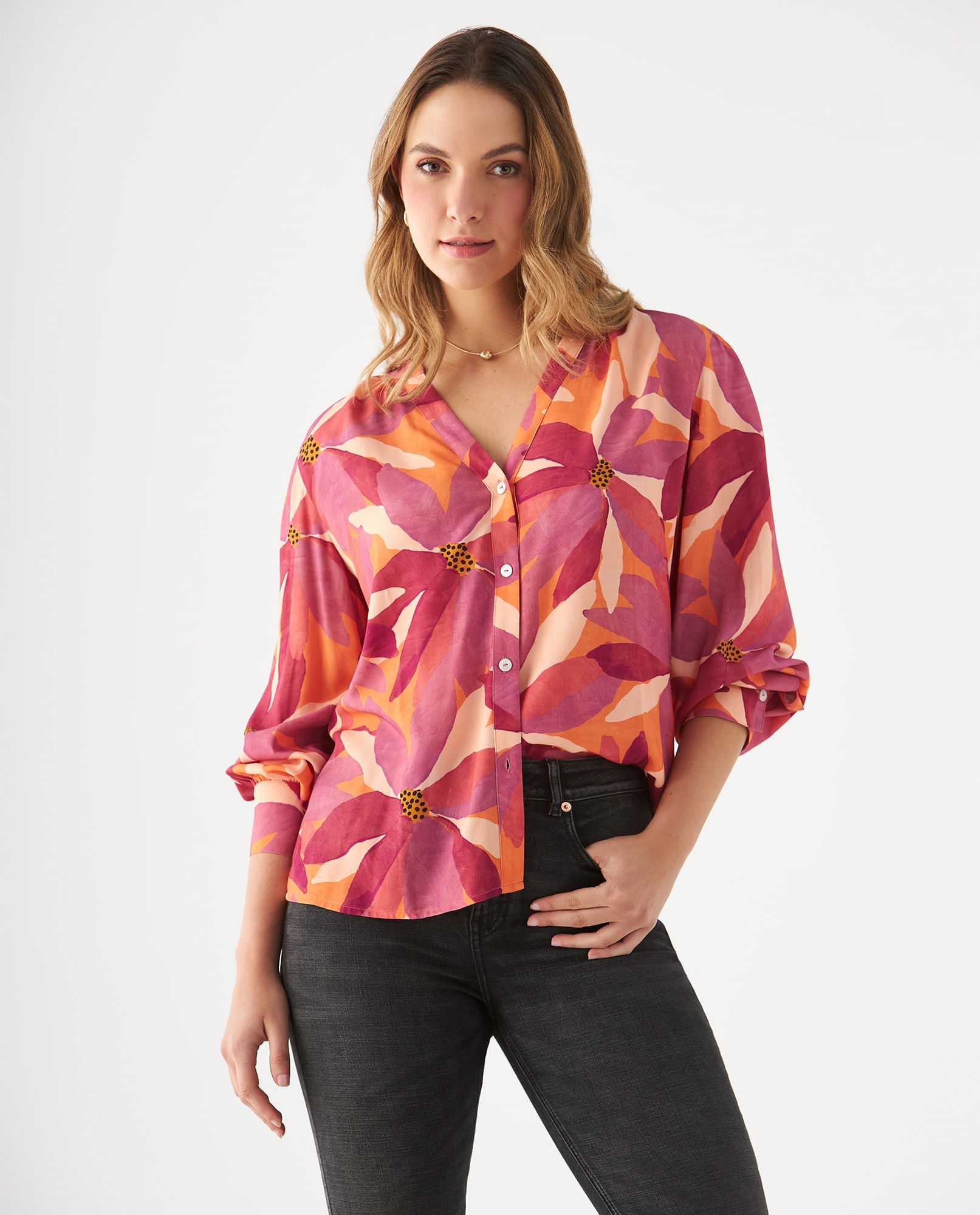 Camisa con estampado tropical para mujer Tienda Online