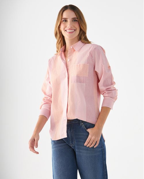 Camisa con bordado en espalda para mujer