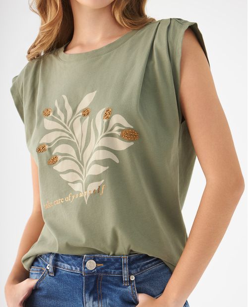 Camiseta manga sisa para mujer