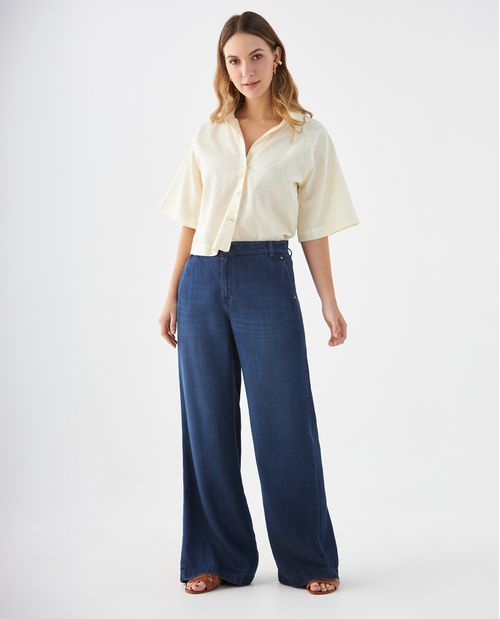 Camisa de cuello clásico para mujer
