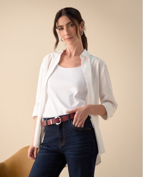 Camisa de botones manga 3/4 para mujer