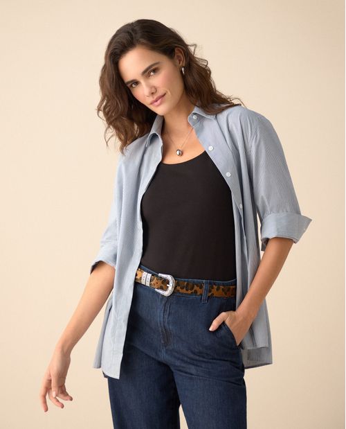 Camisa de diseño abierto para mujer