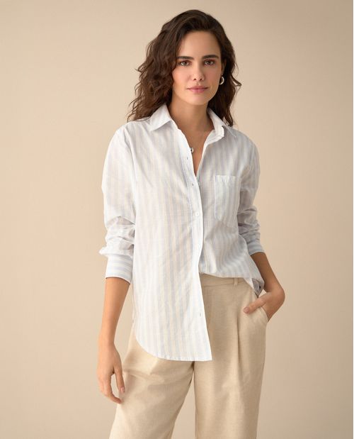 Camisa con bolsillos de parche para mujer