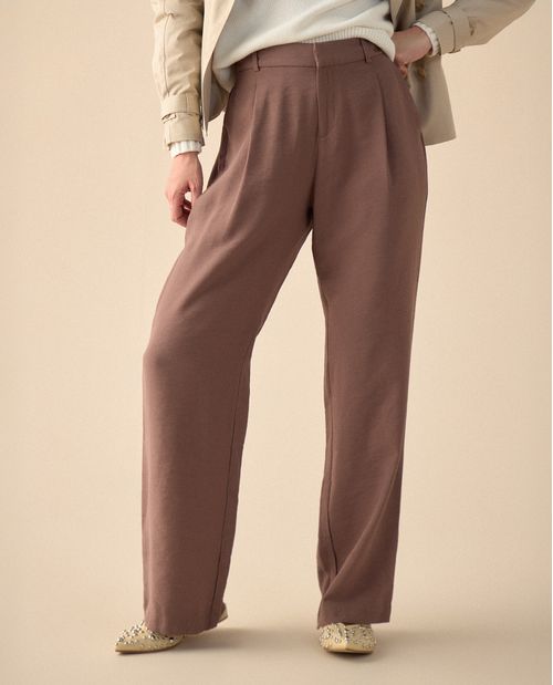 Pantalón de bota recta con pinzas para mujer