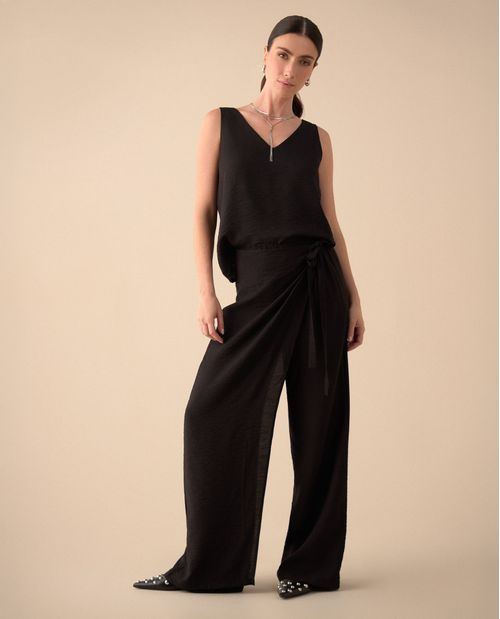 Pantalón de ajuste cruzado en pretina para mujer