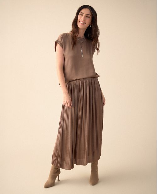 Falda midi plisada para mujer