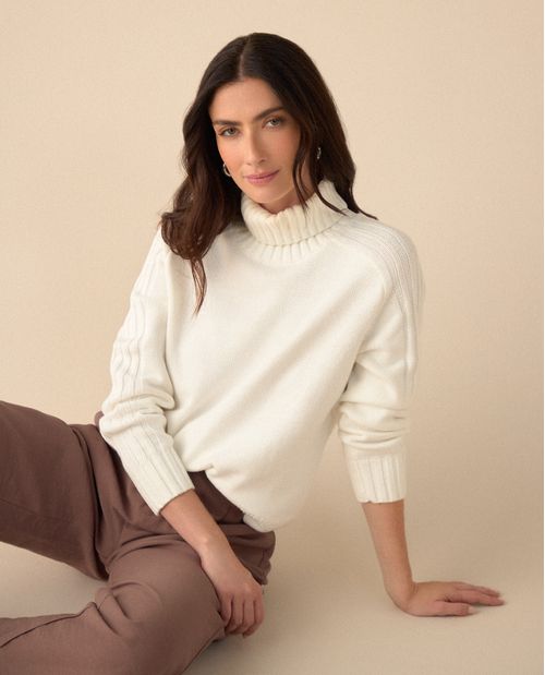 Buzo tejido cuello alto para mujer