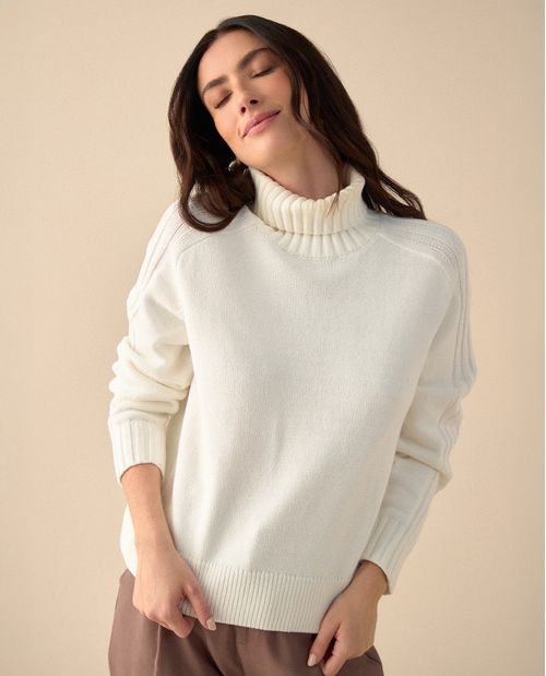 Buzo tejido cuello alto para mujer