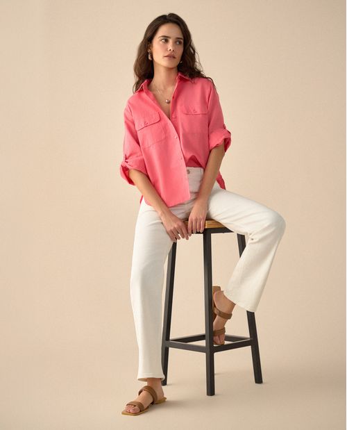 Camisa de diseño abierto para mujer