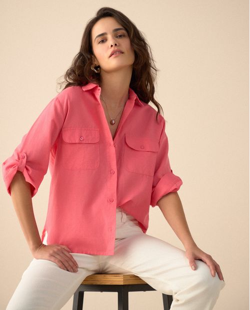 Camisa de diseño abierto para mujer