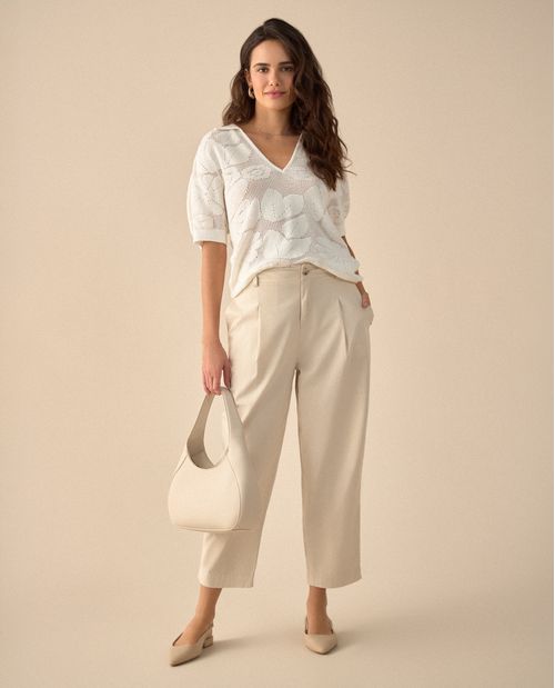 Pantalon été Femme Urban Spirit Blanc - Taille L29 W34, Lin Et Coton, Coupe Large, Occasion Très Bon état