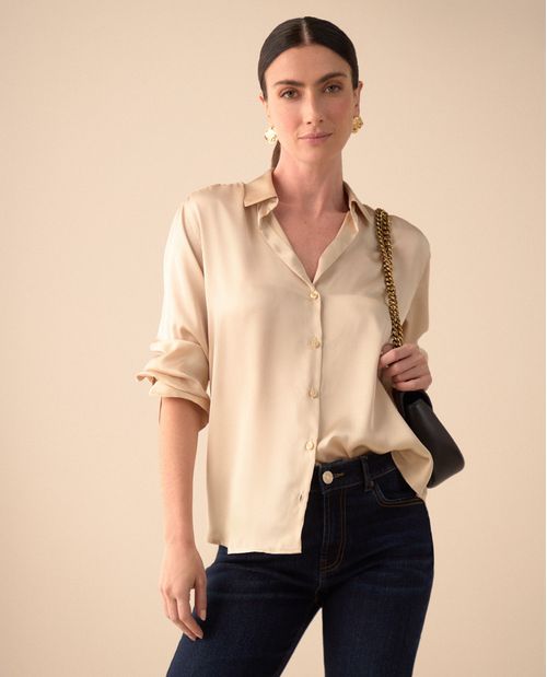 Camisa de ruedo curvo para mujer