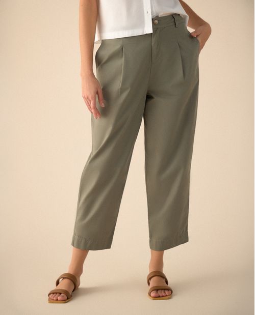 Pantalón clásico con bolsillos de ribete para mujer