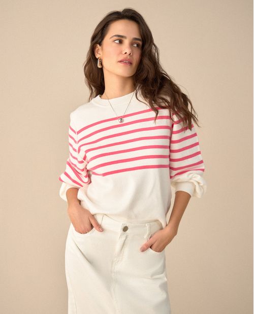 Buzo tejido de diseño a rayas para mujer