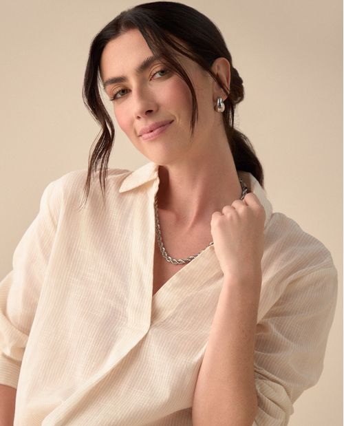 Camisa preteñida a rayas para mujer