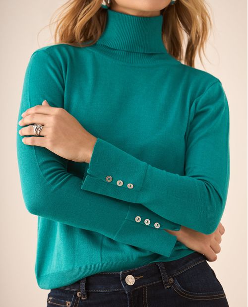 Buzo tejido cuello alto para mujer