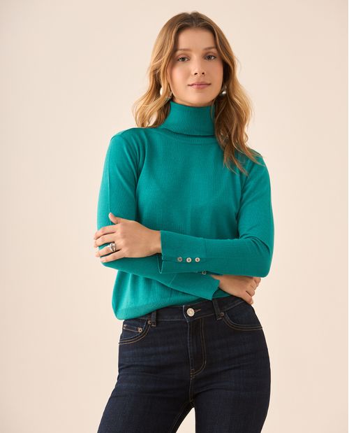 Buzo tejido cuello alto para mujer