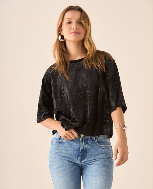 Camiseta con efecto brillo para mujer