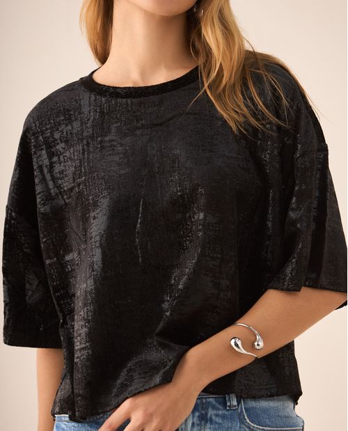Camiseta con efecto brillo para mujer