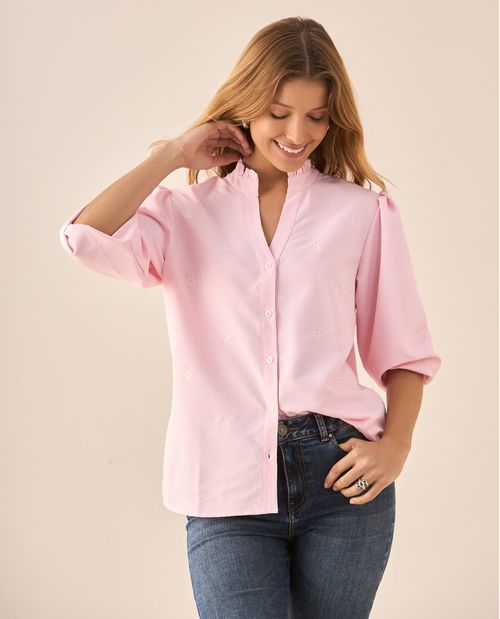 Camisa de cuello neru con bolero para mujer