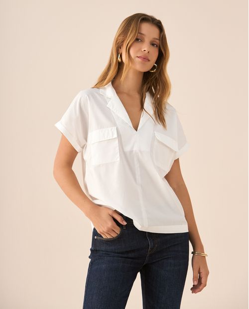 Camisa con escote en V para mujer