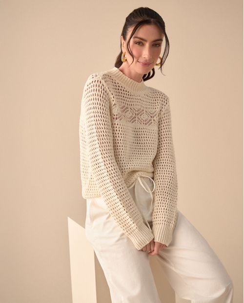 Buzo tejido de diseño cerrado para mujer