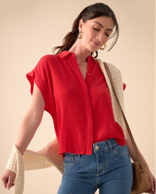 Camisa de tela con textura para mujer