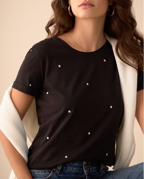 Camiseta con diseño de puntos para mujer